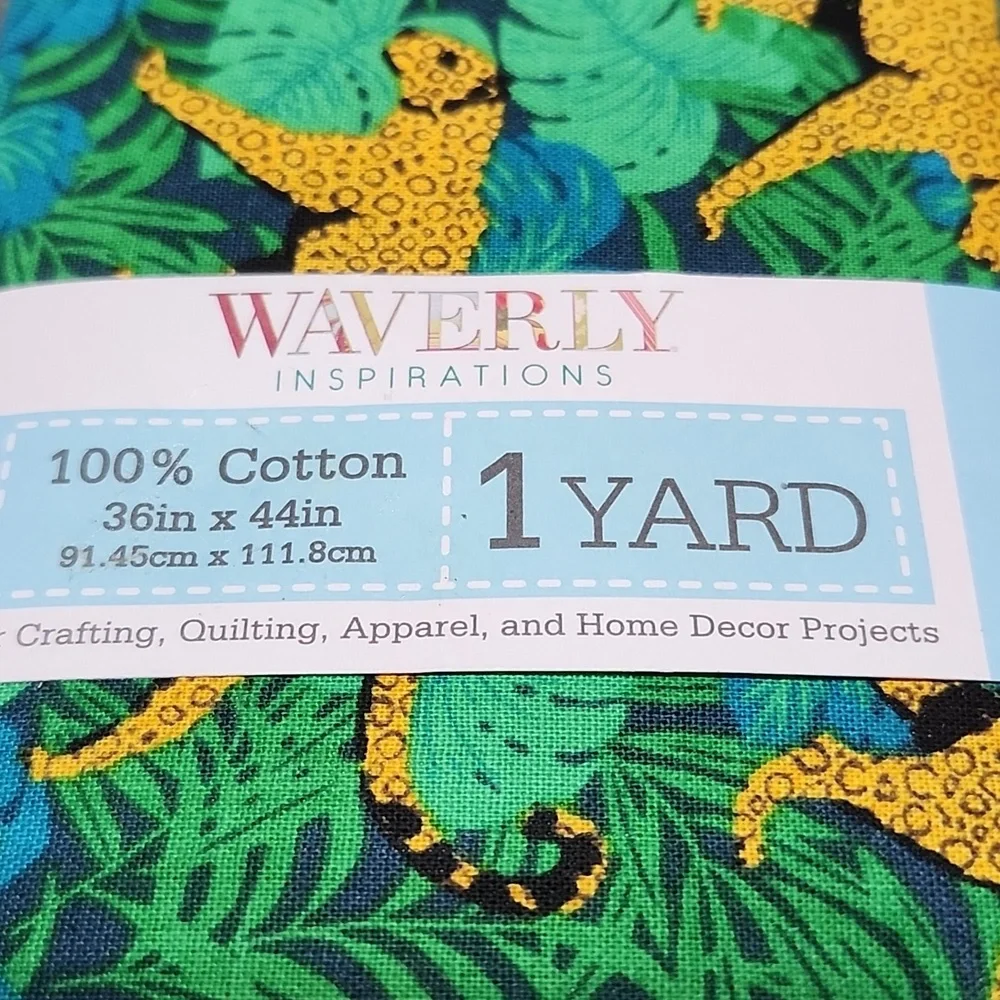 WAVERLY EXOTIC JUNGLE LEOPARD PRUSSI DESIGN COTTON FABRIC MATERIAL 3-YARDS